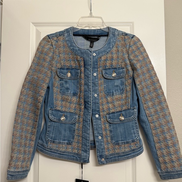 White House Black Market Jackets & Blazers - White House Black Market Blue and Tan Jean Jacket